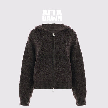 AFTADAWN_Brown_Double_Zip_Hooded_Cropped_Slouchy_Women&