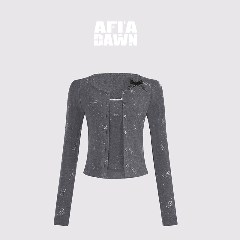 AFTADAWN_Butterfly_Bow_Rhinestone_Knit_Top_Cardigan_Set_MISSTT