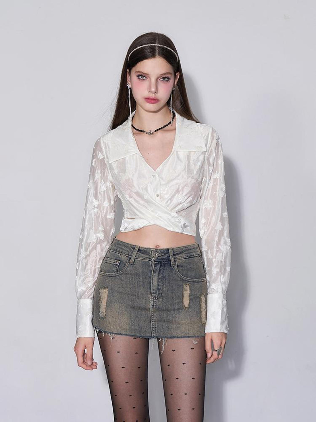 AFTADAWN Butterfly Dream Sheer Layering Shirt