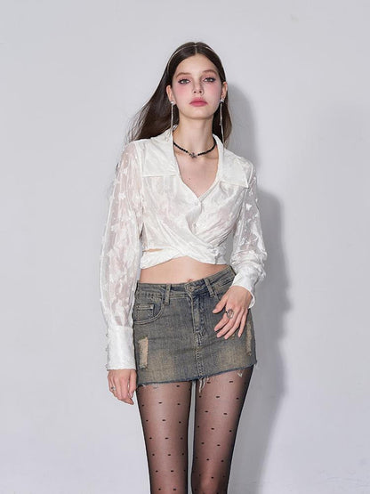 AFTADAWN Butterfly Dream Sheer Layering Shirt
