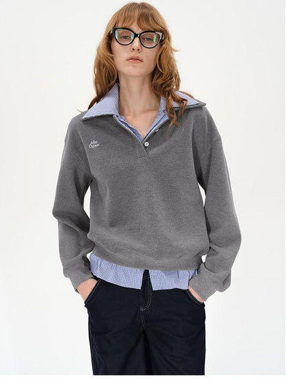 AFTADAWN Checked Patchwork Polo Collar Women&
