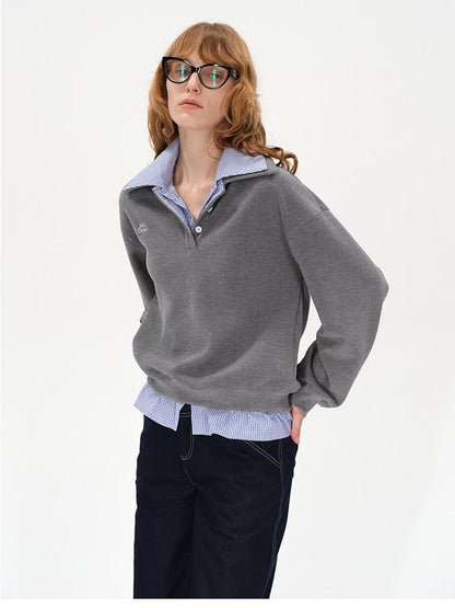 AFTADAWN Checked Patchwork Polo Collar Women&