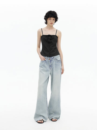 AFTADAWN Checkered Ruched Tie Buttoned Cinched Waist Women&