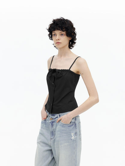 AFTADAWN Checkered Ruched Tie Buttoned Cinched Waist Women&