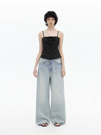 AFTADAWN Checkered Ruched Tie Buttoned Cinched Waist Women&