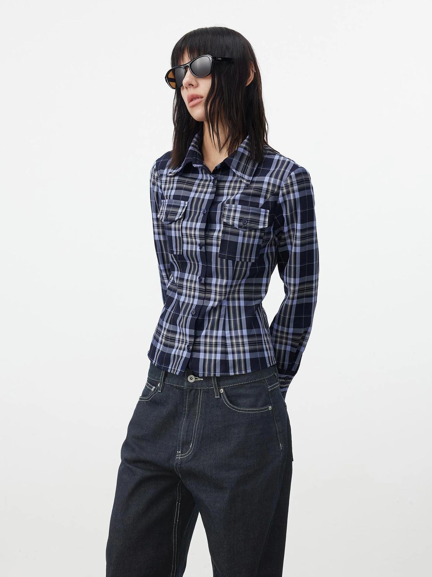 AFTADAWN Classic Check Contrast Trim Fit Pocket Shirt Shirts