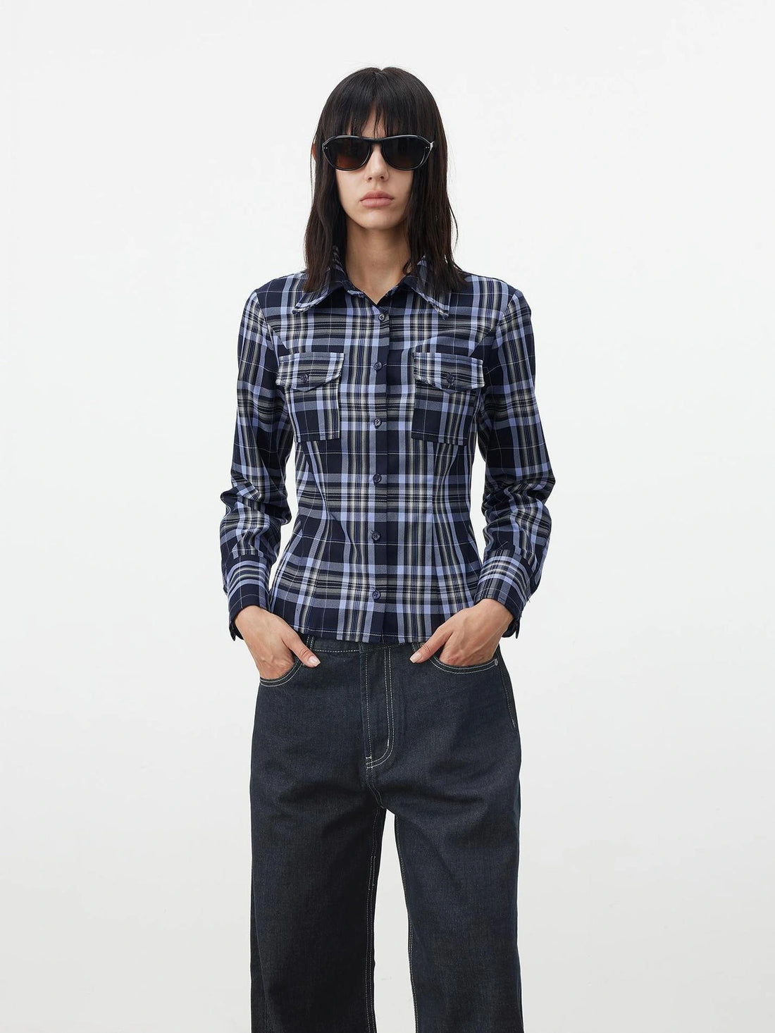 AFTADAWN Classic Check Contrast Trim Fit Pocket Shirt Shirts