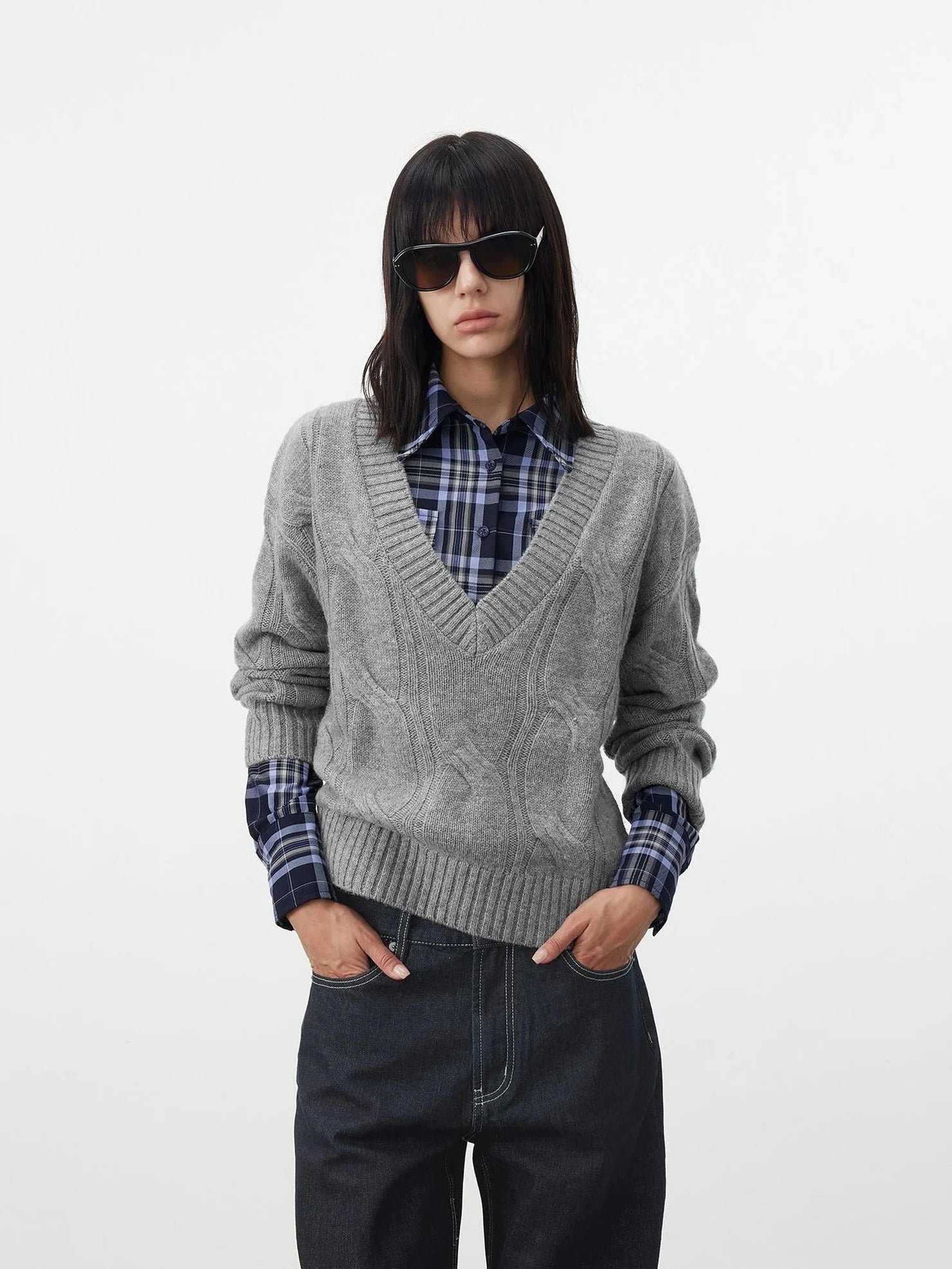 AFTADAWN Classic Check Contrast Trim Fit Pocket Shirt Shirts