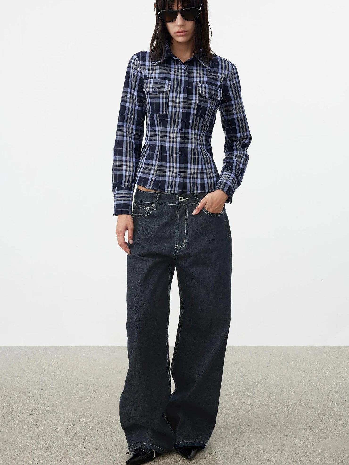 AFTADAWN Classic Check Contrast Trim Fit Pocket Shirt Shirts