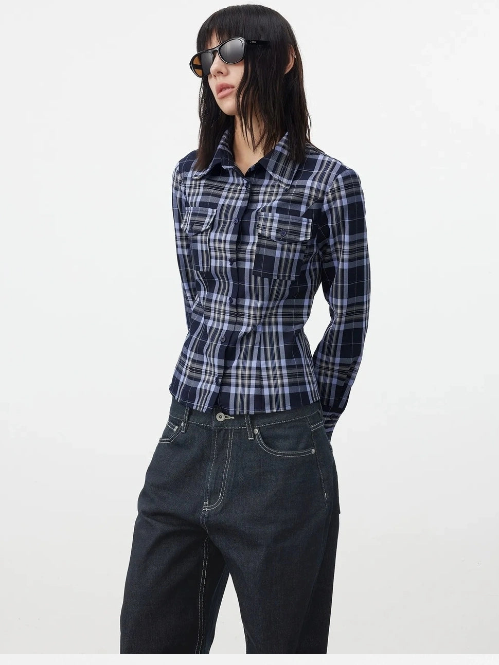 AFTADAWN Classic Check Contrast Trim Fit Pocket Shirt Shirts