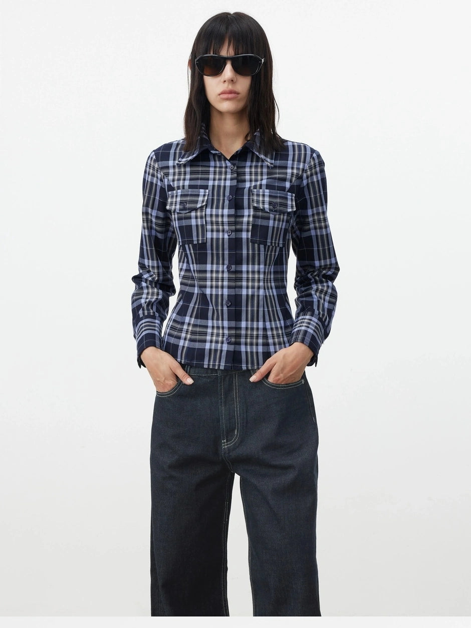AFTADAWN Classic Check Contrast Trim Fit Pocket Shirt Shirts