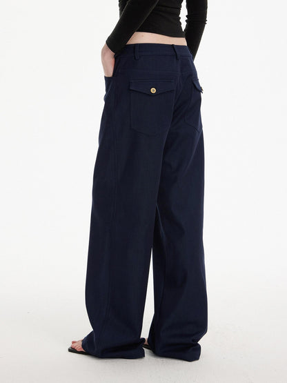 AFTADAWN Classic Faux Denim Structured Solid Low-rise Women&