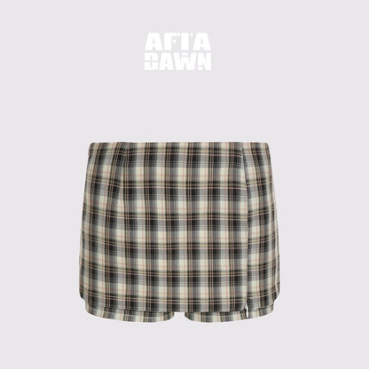 AFTADAWN_Classic_Plaid_A_Line_Side_Zipper_Convertible_Low_Waist_Women&
