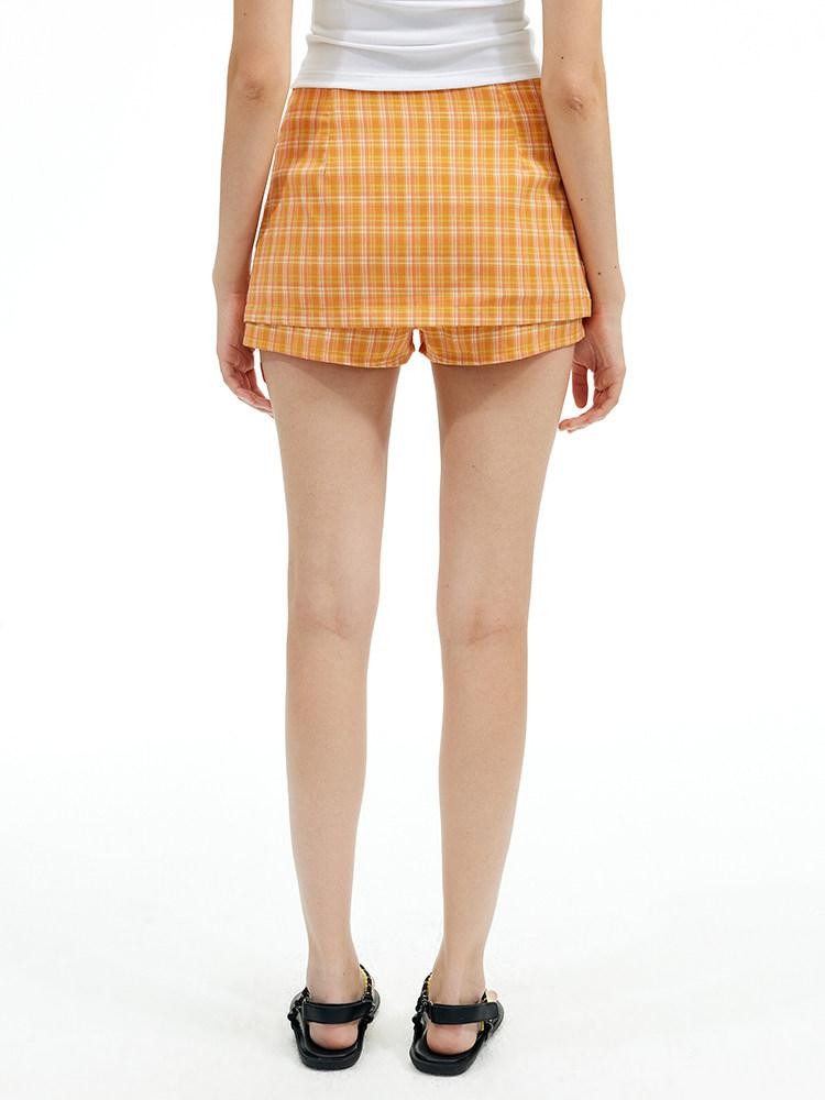 AFTADAWN Classic Plaid A Line Side Zipper Convertible Low Waist Women&