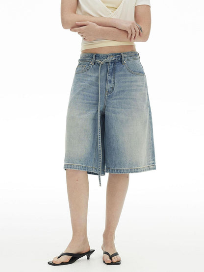 AFTADAWN Classic Washed Wide Leg Mid Rise Women&