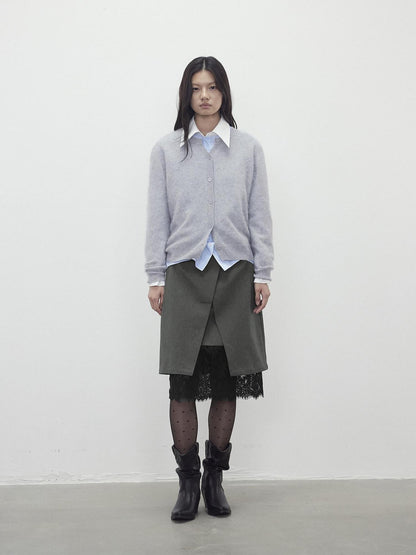AFTADAWN Cloud Soft V-neck Single Row Buttons Relaxed Women&