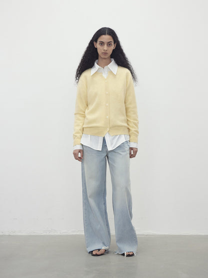 AFTADAWN Cloud Soft V-neck Single Row Buttons Relaxed Women&