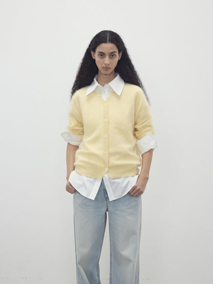 AFTADAWN Cloud Soft V-neck Single Row Buttons Relaxed Women&