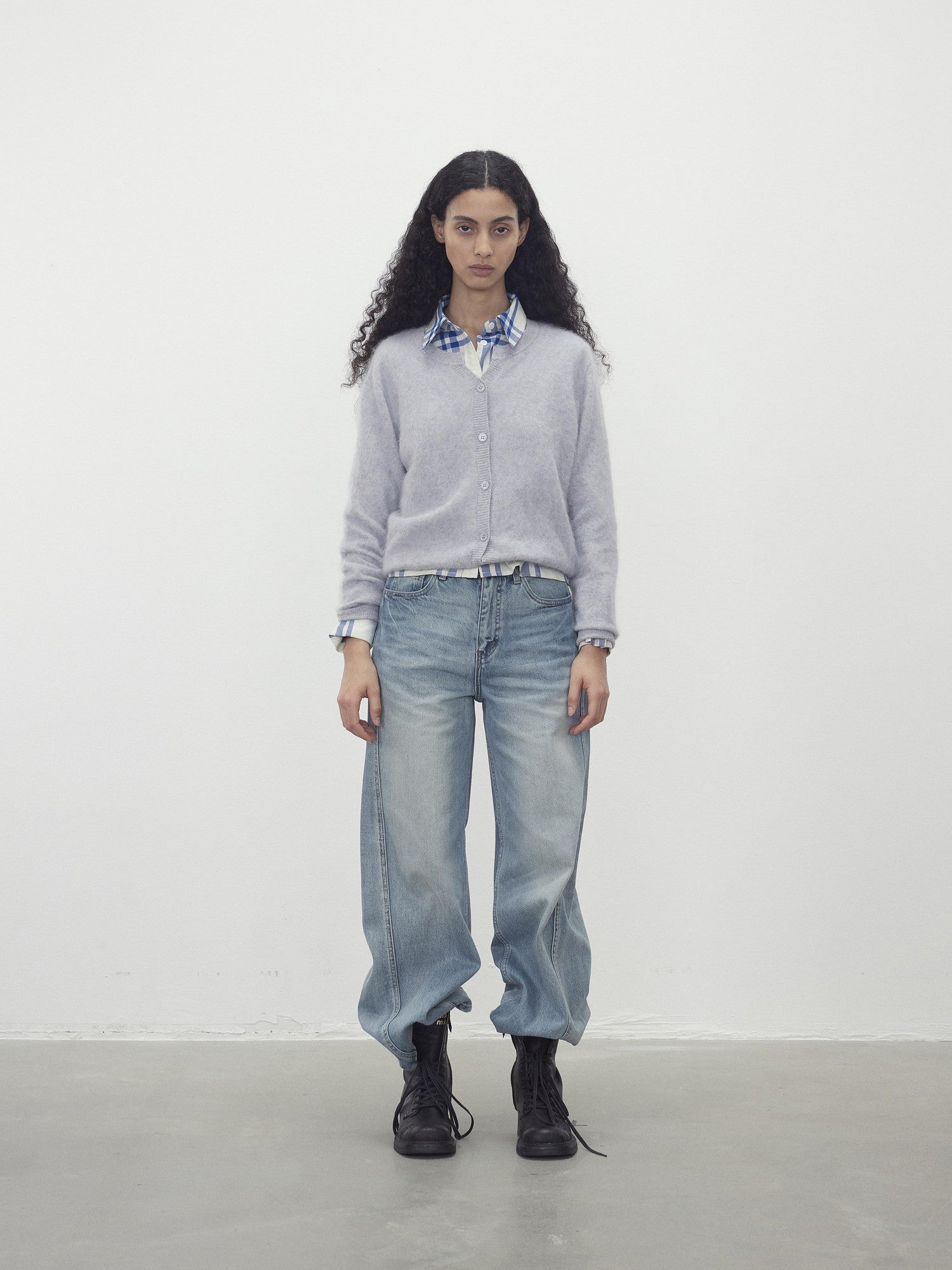 AFTADAWN Cloud Soft V-neck Single Row Buttons Relaxed Women&