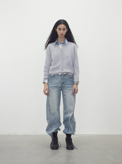 AFTADAWN Cloud Soft V-neck Single Row Buttons Relaxed Women&