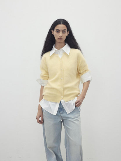 AFTADAWN Cloud Soft V-neck Single Row Buttons Relaxed Women&
