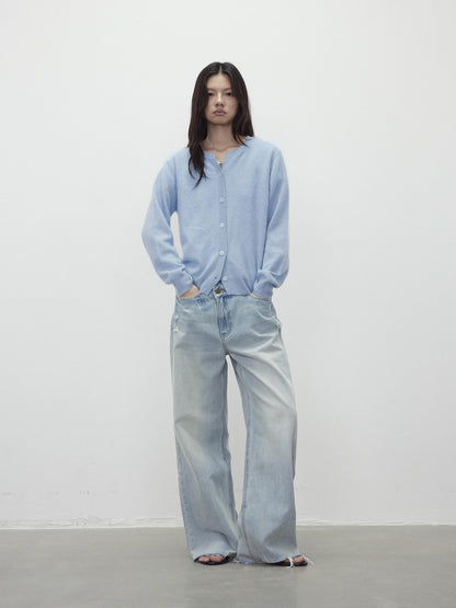 AFTADAWN Cloud Soft V-neck Single Row Buttons Relaxed Women&