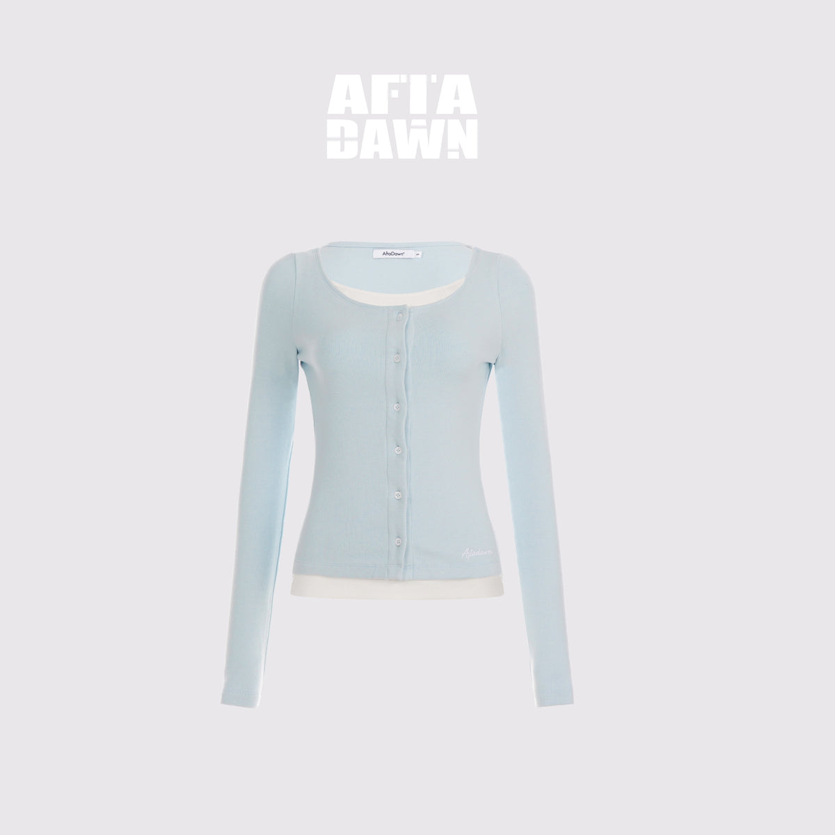 AFTADAWN_Color_Block_Faux_Layered_Button_Slim_Fit_Cotton_Wool_Women&