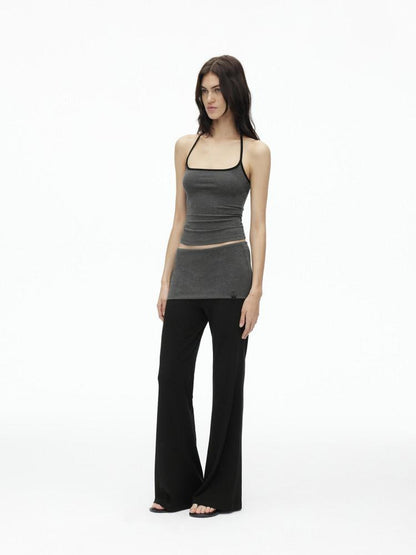AFTADAWN Colorblock Backless Halter Tie Slim Women&