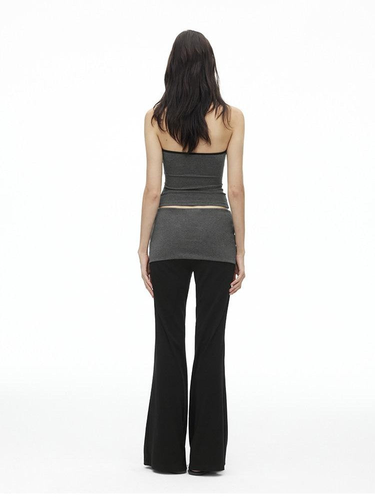 AFTADAWN Colorblock Backless Halter Tie Slim Women&