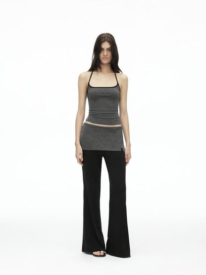 AFTADAWN Colorblock Backless Halter Tie Slim Women&