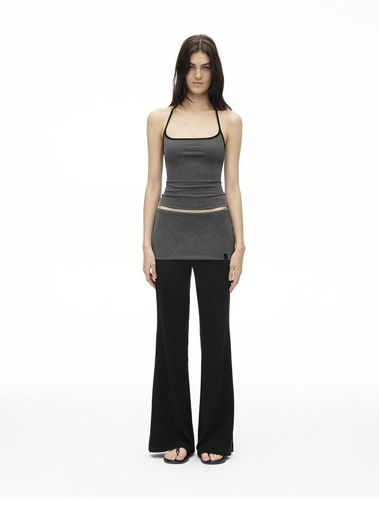AFTADAWN Colorblock Backless Halter Tie Slim Women&