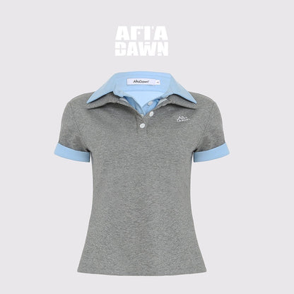 AFTADAWN_Colorblock_Double_Collar_Polo_Henley_Button_Women&