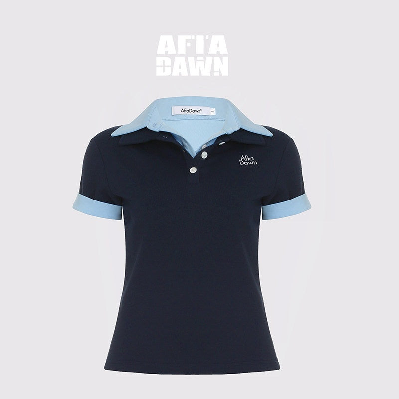 AFTADAWN_Colorblock_Double_Collar_Polo_Henley_Button_Women&