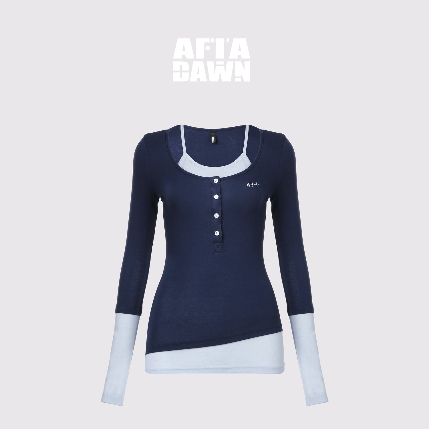 AFTADAWN_Colorblock_Faux_Two_Piece_Henley_Women&