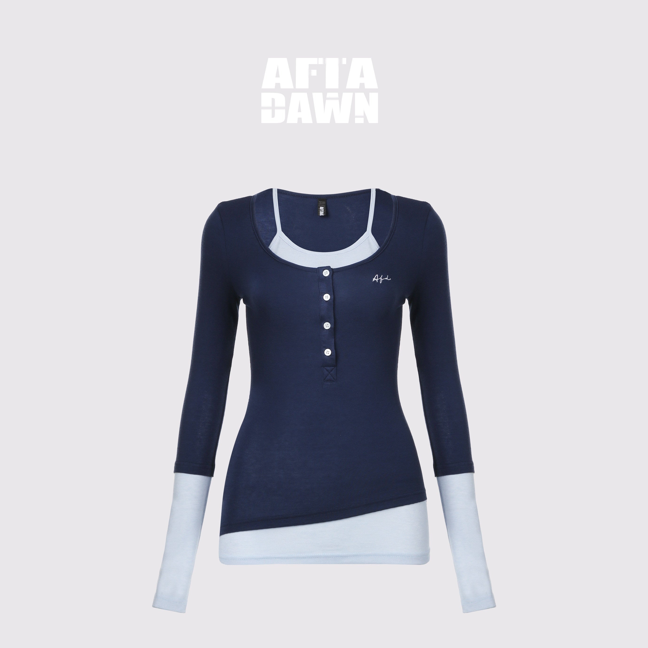 AFTADAWN_Colorblock_Faux_Two_Piece_Henley_Women&