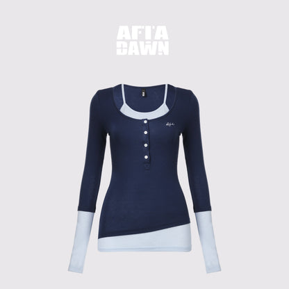 AFTADAWN_Colorblock_Faux_Two_Piece_Henley_Women&