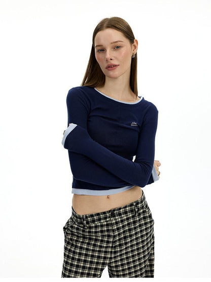 AFTADAWN Colorblock Faux Two Piece Women&