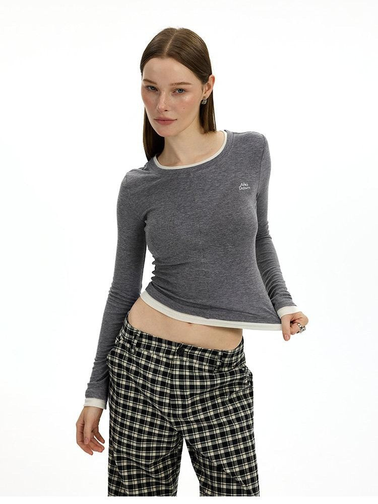 AFTADAWN Colorblock Faux Two Piece Women&