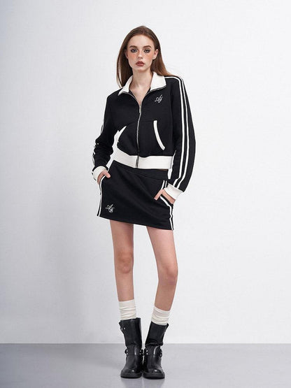 AFTADAWN Colorblock Letter Embroidered Fleece Women&