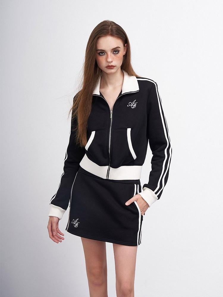 AFTADAWN Colorblock Letter Embroidered Fleece Women&
