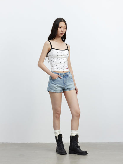 AFTADAWN Colorblock Polka Dot Embroidered Slim Fit Women&