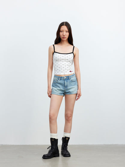 AFTADAWN Colorblock Polka Dot Embroidered Slim Fit Women&