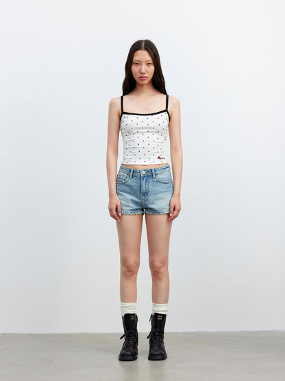 AFTADAWN Colorblock Polka Dot Embroidered Slim Fit Women&