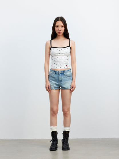 AFTADAWN Colorblock Polka Dot Embroidered Slim Fit Women&