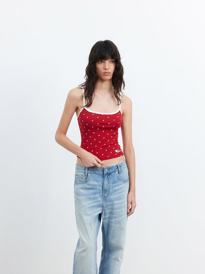 AFTADAWN Colorblock Polka Dot Embroidered Slim Fit Women&
