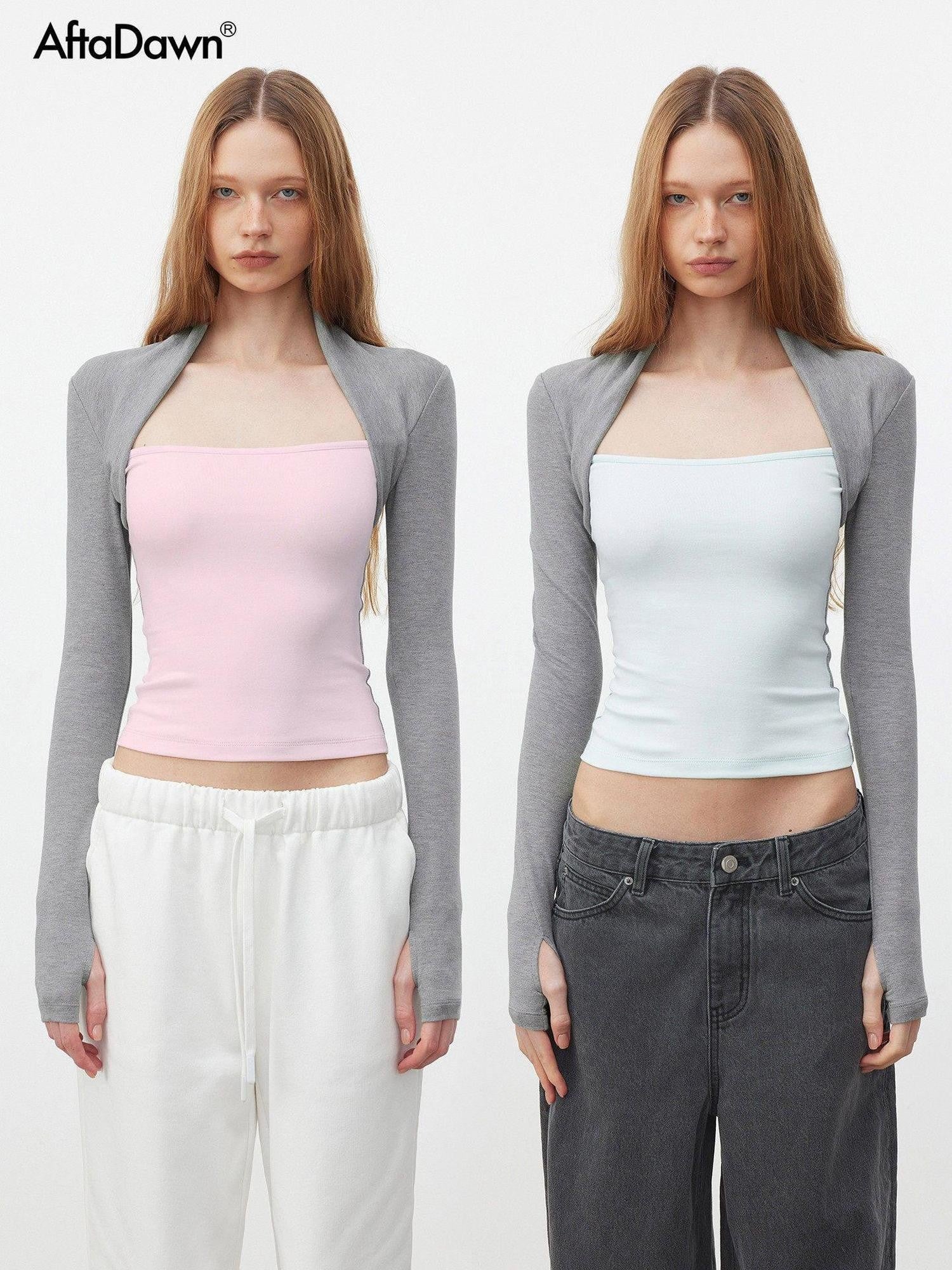 AFTADAWN Colorblock Spliced Square Neck Women&