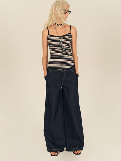 AFTADAWN Colorblock Stripe Button Camisole