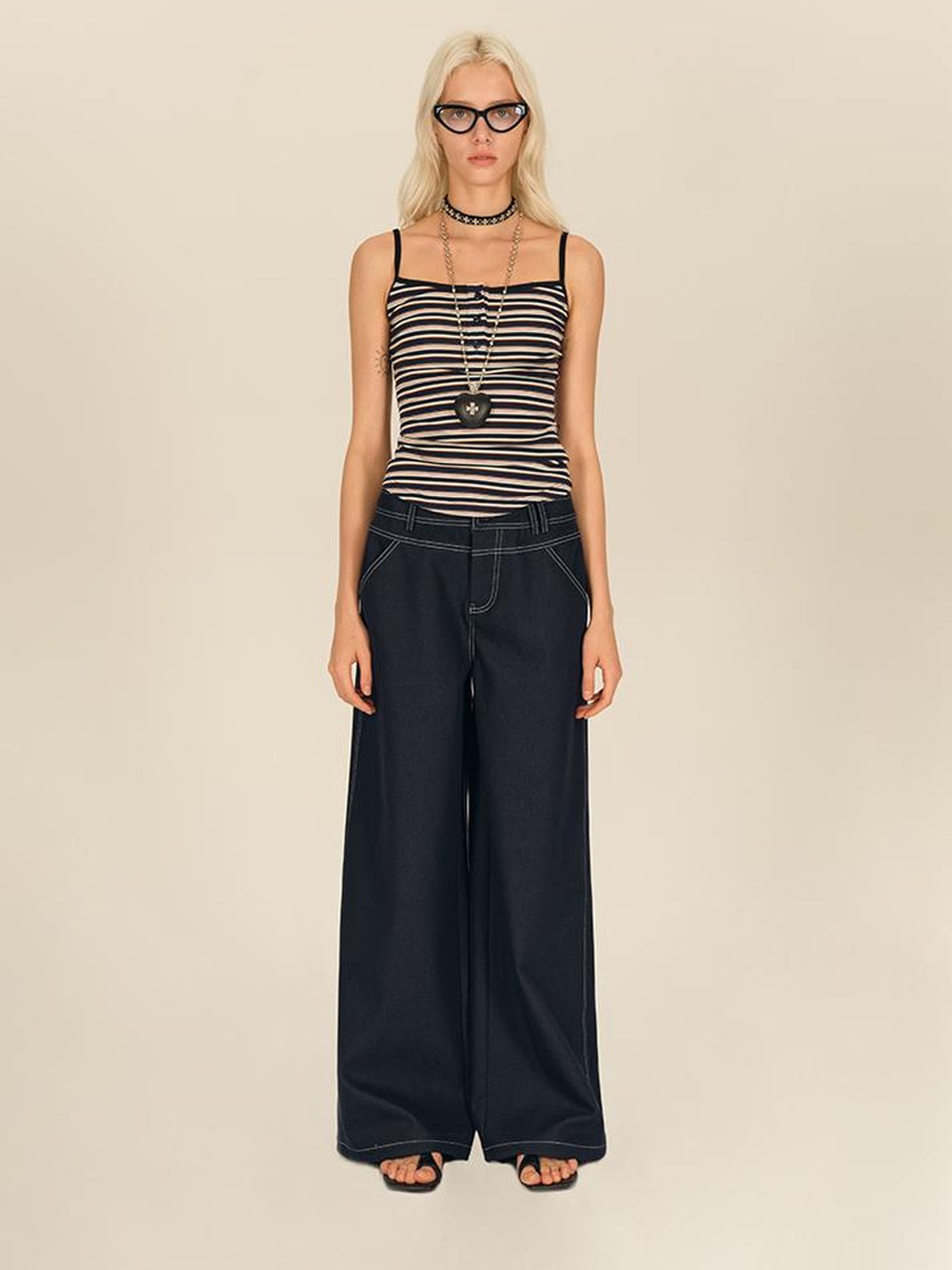 AFTADAWN Colorblock Stripe Button Camisole