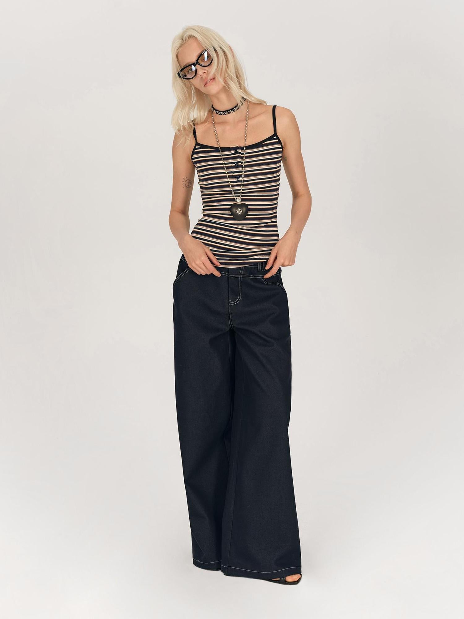 AFTADAWN Colorblock Stripe Button Camisole