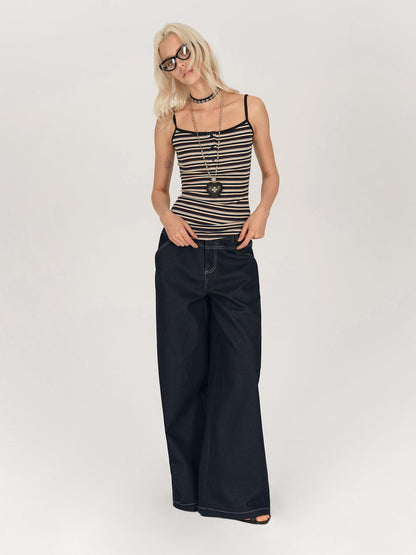 AFTADAWN Colorblock Stripe Button Camisole